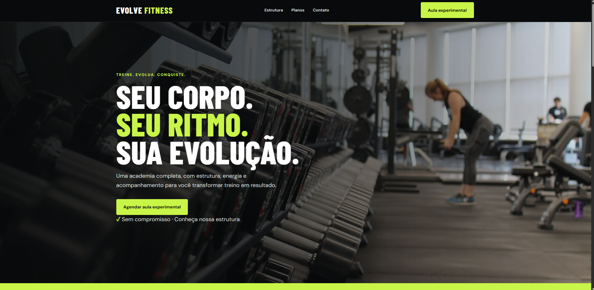 Preview do template de academia