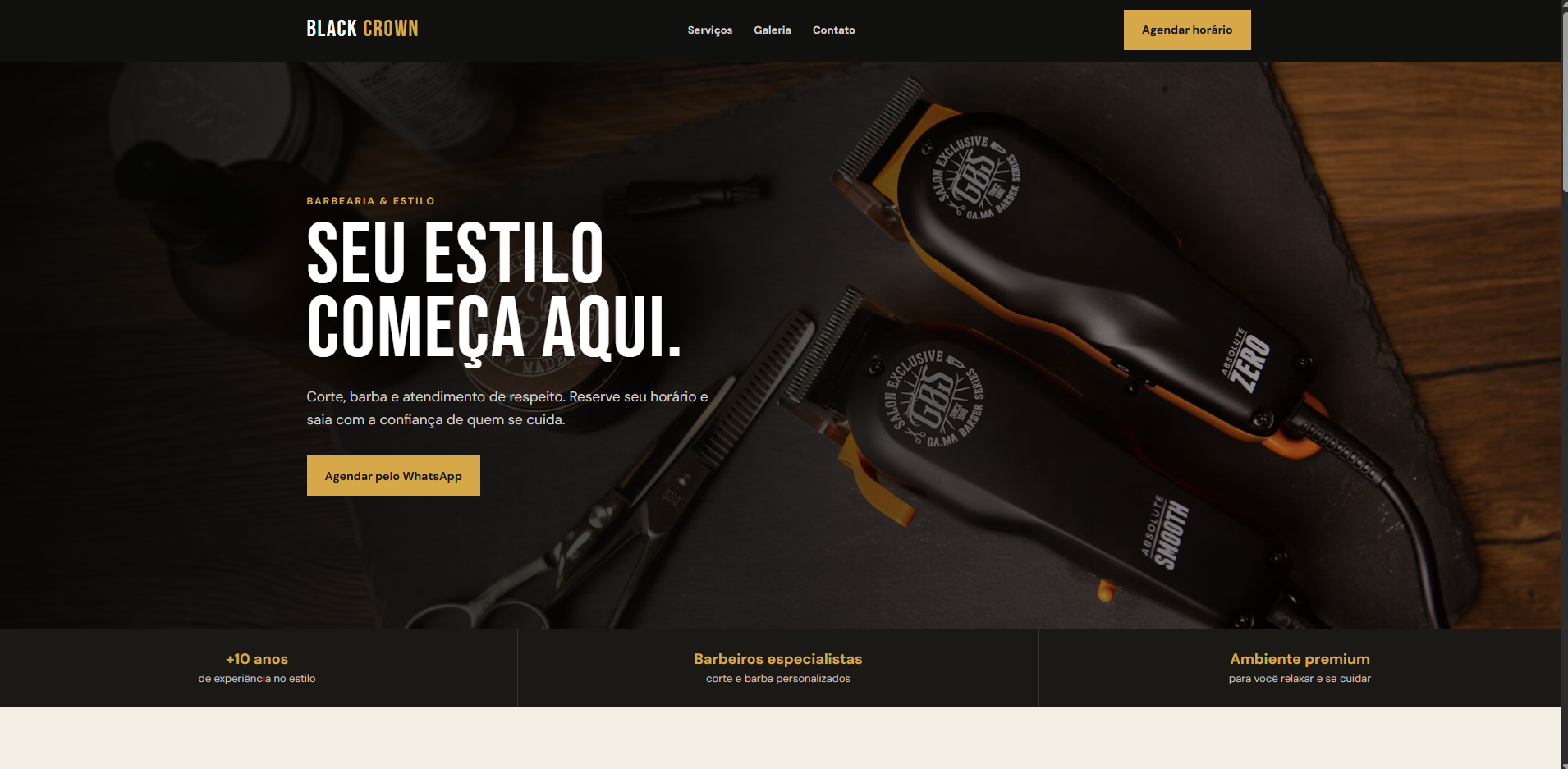 Preview do template de barbearia