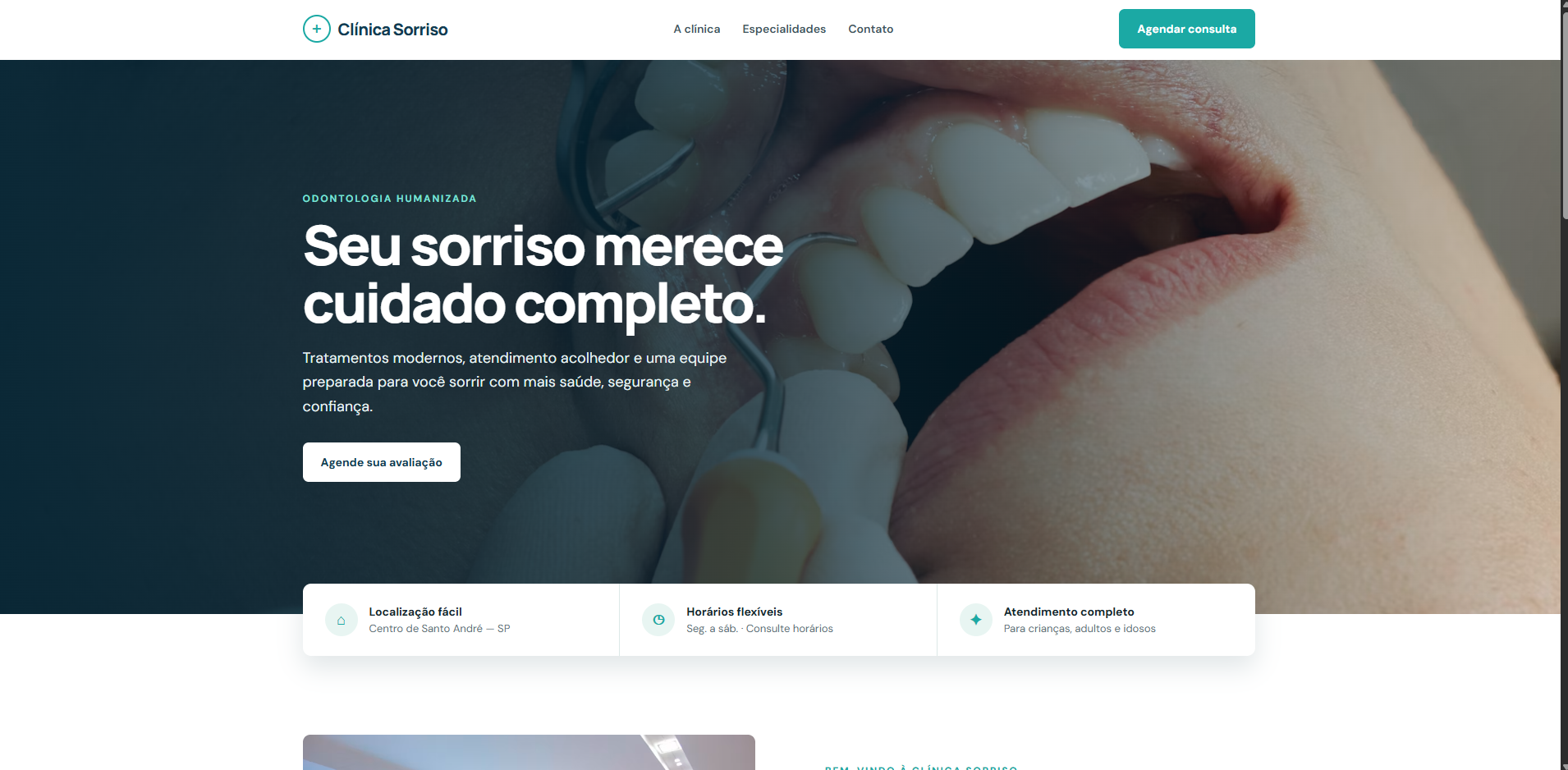 Preview do template de dentista