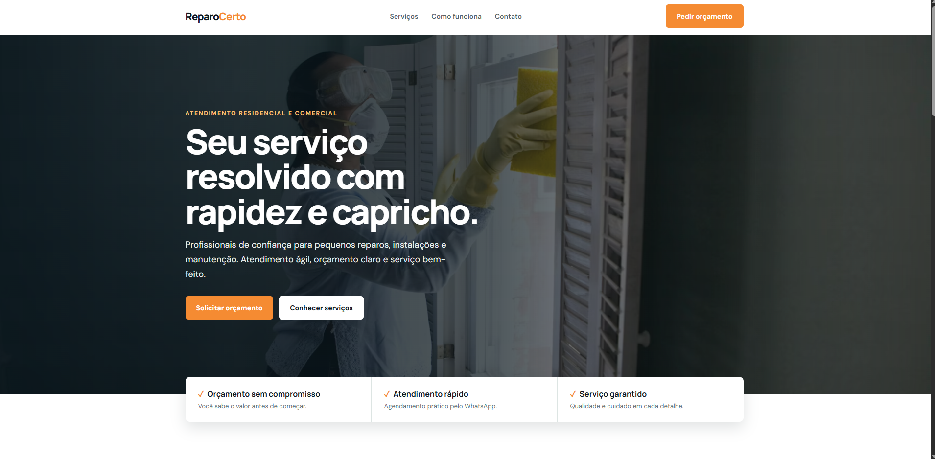 Preview do template para prestador de serviço